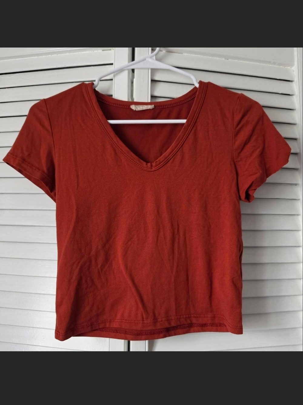 Rust Red V-Neck Women's Tee